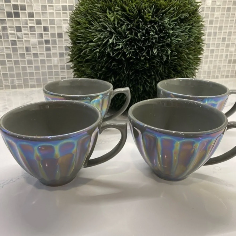 Anthropologie NWT Lustered Latte Mug Set of 4